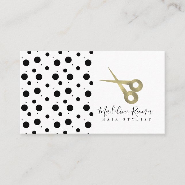 Salon Beauty Scissor Faux Gold Business Card (Front)