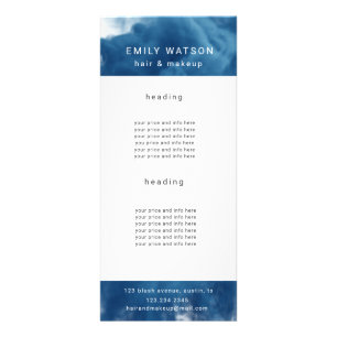 salon blue smoke effect price list rack card