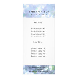 salon bokeh pastel sparkle price list rack card