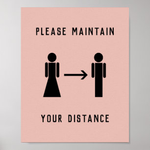 Salon Business Covid Physical Distancing Pink Poster