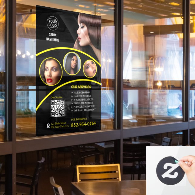 Salon Business Custom Window Cling (Restaurant Window)