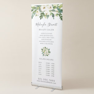 Salon Business Elegant Floral Roses and Greenery Retractable Banner