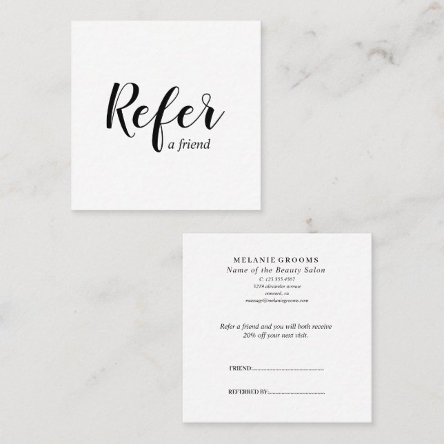 Salon Business Promotional Referral Card (Front/Back)