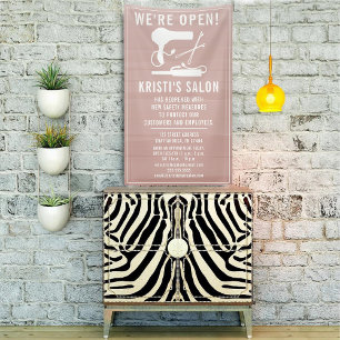 Salon Business We're Open Blush Ombre Banner
