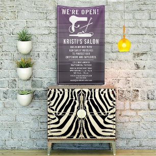 Salon Business We're Open Purple Ombre Banner