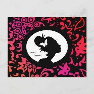 Salon Card Butterfly Woman Colourful Silhouette