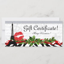 Salon Christmas Gift Certificate Eiffel Tower