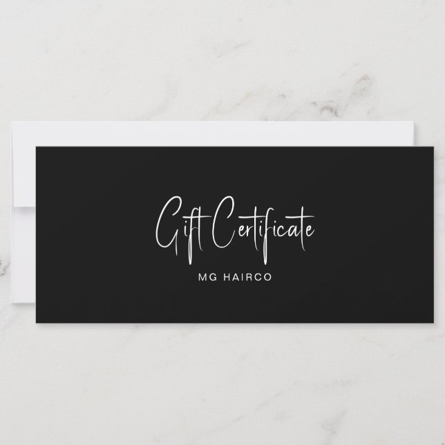 Salon Customer B/W Gift Certificate (Front)