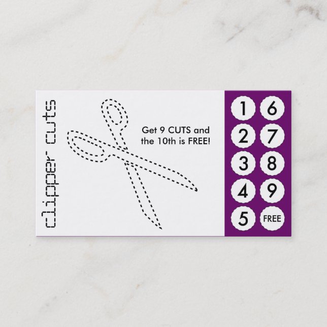 salon cut out punch cards (Front)