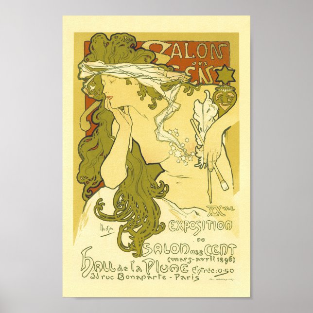 Salon de Cents Bella De La Plume Vintage French Ad Poster (Front)
