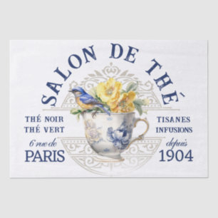 Salon de Thé Tearoom French Bird Teacup Decoupage  Tissue Paper