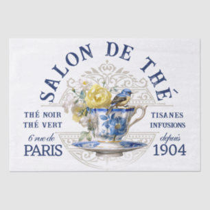 Salon de Thé Tearoom French Bird Teacup Decoupage Tissue Paper