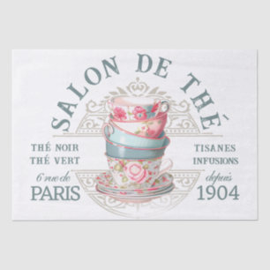 Salon de Thé Tearoom French Pink Teacup Decoupage  Tissue Paper