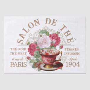 Salon de Thé Tearoom French Rose Teacup Decoupage  Tissue Paper