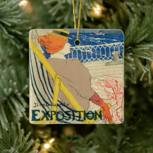 Salon des Cents by Toulouse Lautrec, Art Nouveau Ceramic Ornament