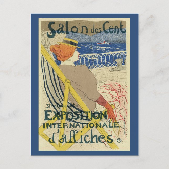Salon des Cents by Toulouse Lautrec, Art Nouveau Postcard (Front)
