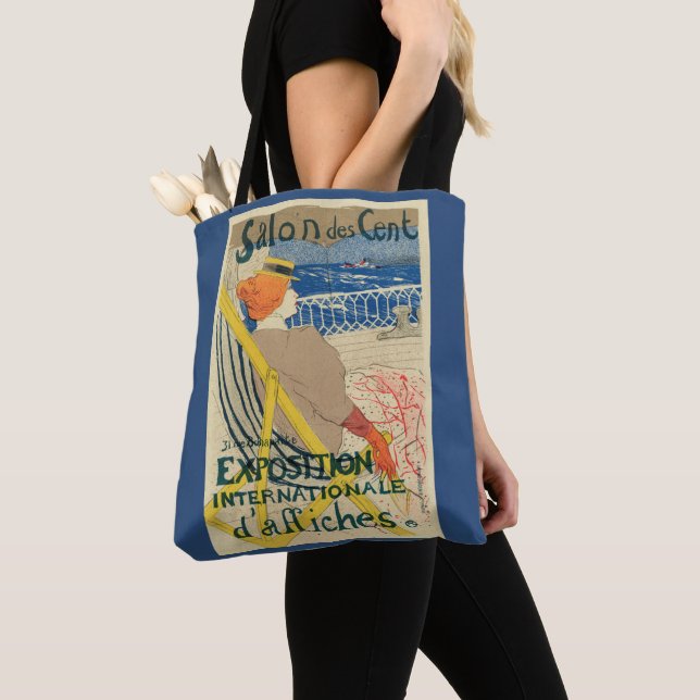 Salon des Cents by Toulouse Lautrec, Art Nouveau Tote Bag (Close Up)