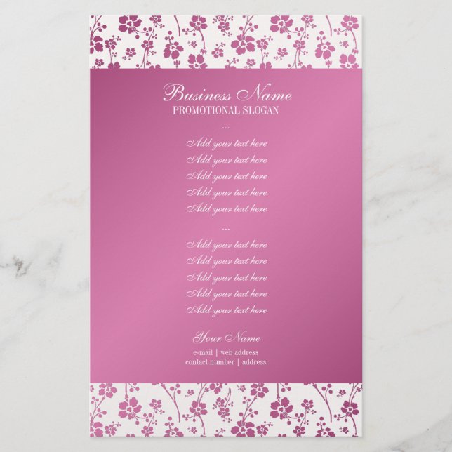 Salon Floral Pink Professional Flyer (Front)