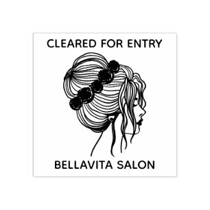 Salon Floral Updo Covid Temperature Cleared Entry Rubber Stamp
