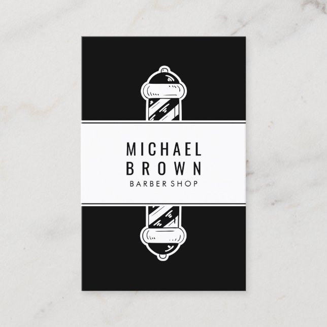 Salon for Men Pole Logo Barber Business Card (Front)