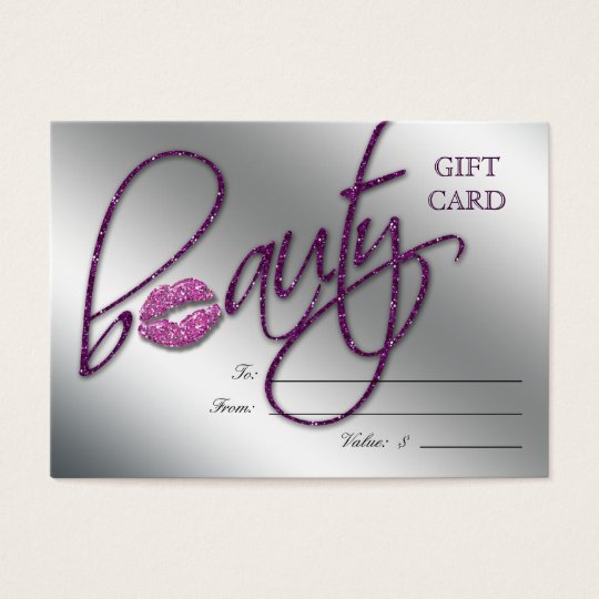 Salon Gift Card Beauty Lips Sparkle Purple