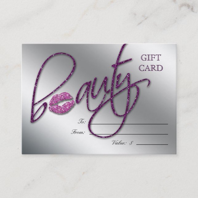 Salon Gift Card Beauty Lips Sparkle Purple (Front)