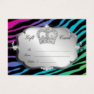 Salon Gift Card Bold Zebra Silver Pink Crown