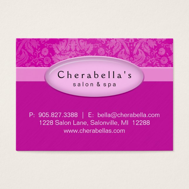 Salon Gift Card Certificate Spa Pink Damask (Front)