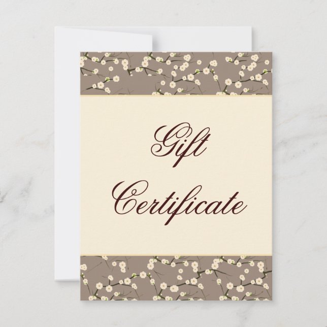 Salon Gift Card Cherry Blossom Floral Cream (Front)