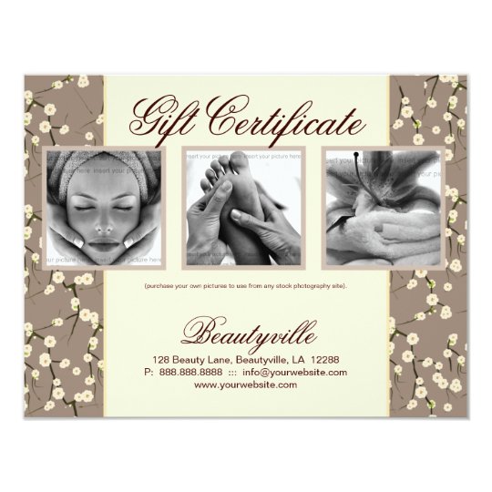 Salon Gift Card Cherry Blossom Floral Cream Photo
