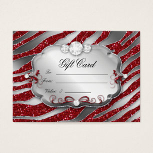 Salon Gift Card Jewellery Zebra Xmas Red Silver