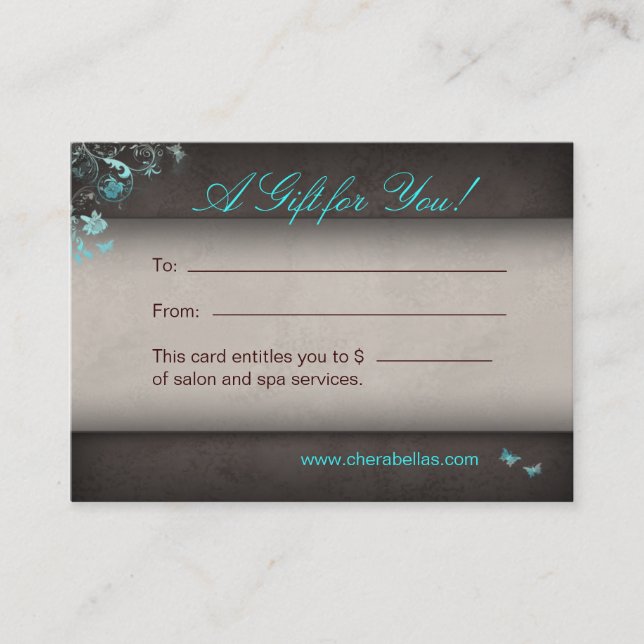 Salon Gift Card Spa Butterfly (Front)