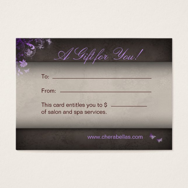 Salon Gift Card Spa Butterfly purple (Front)
