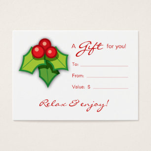Salon Gift Card Spa Xmas Holly