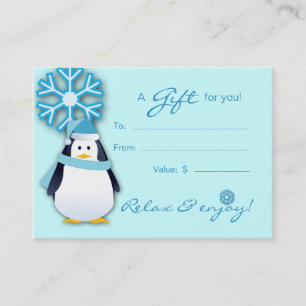 Salon Gift Card Spa Xmas Snowflake Penguin