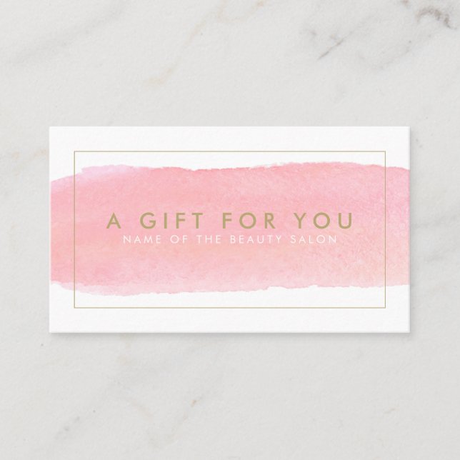 Salon Gift Card Watercolor Minimalist Modern (Front)