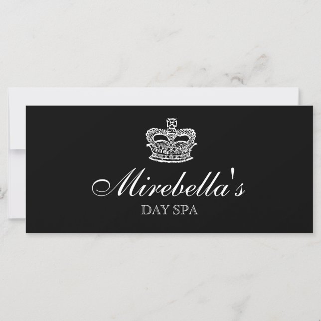 Salon Gift Certificate Crown Black White (Front)