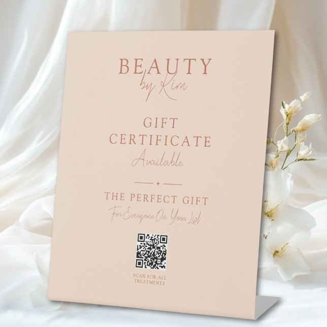 Salon Gift Certificate Promo Pedestal with QR Code Sign (Salon Gift Certificate Promo Pedestal with QR Code Sign)