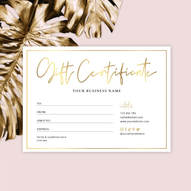 Salon Glam Gold Logo Modern Gift Certificate (Creator Uploaded)