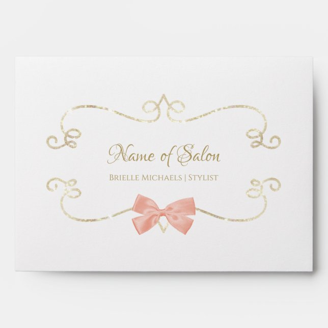 Salon Glitter Glam Frame and Chic Pink Bow Envelope (Front)