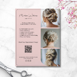 Salon Hair Stylist Services 3 Photos QR Pink Flyer