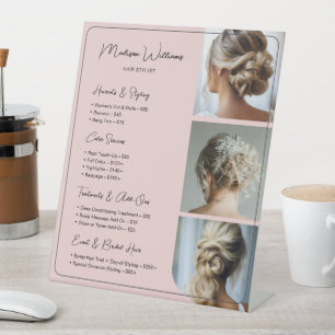 Salon Hair Stylist Services Price List Pedestal Sign