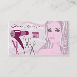 Salon Hairdresser Female & Tools Business Card