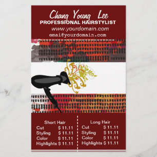 Salon Hairstylist  Hair Stylist Price List Flyer
