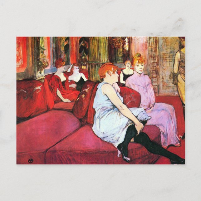 Salon in the Rue de Moulins by Toulouse-Lautrec Postcard (Front)
