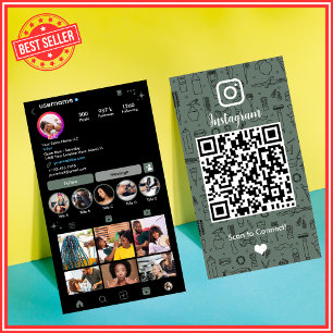 Salon Instagram Sage Green Social Media QR Code Business Card