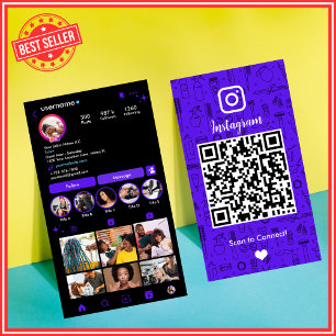 Salon Instagram Violet Social Media QR Code Business Card