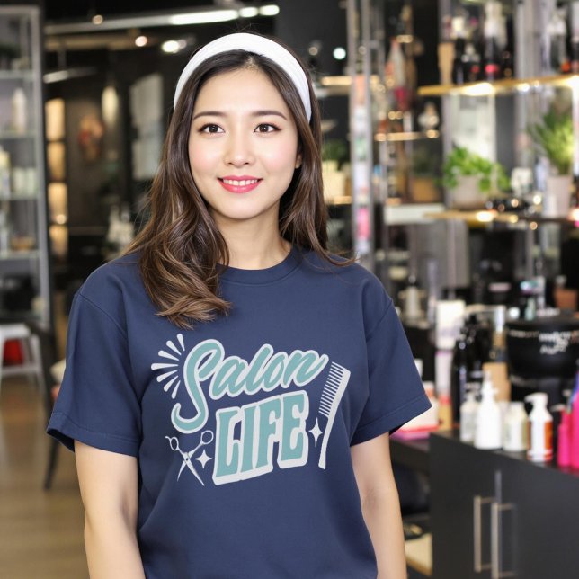 Salon Life Hair Stylist Gift for Hair Dresser Blue T-Shirt (Salon Life Hair Stylist Gift for Hair Dresser Blue T-Shirt.)