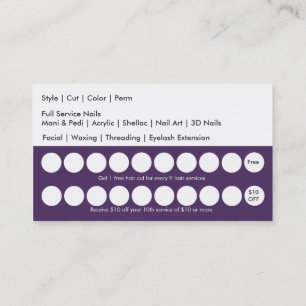 Salon Loyalty Business Card Punch Card
