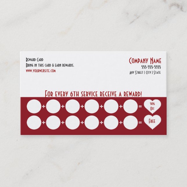 Salon Loyalty Business Card Punch Card (Front)